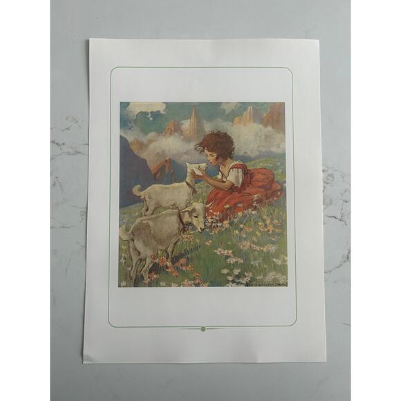 Jessie Willcox Smith, Heidi with Goats, Book Page, 14x10", Print ~ 250922-WH 406 - Picture 2 of 2